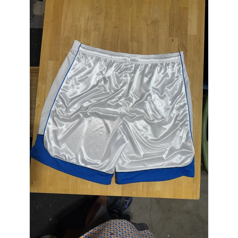 AND1 Basketball Shorts 3XL White Blue Satin Athletic Mesh Logo 11